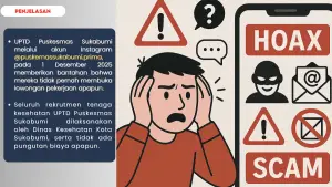 Hoax penipuan lowongan kerja di Puskemas Sukabumi (Sumber: diskominfo (copilot))