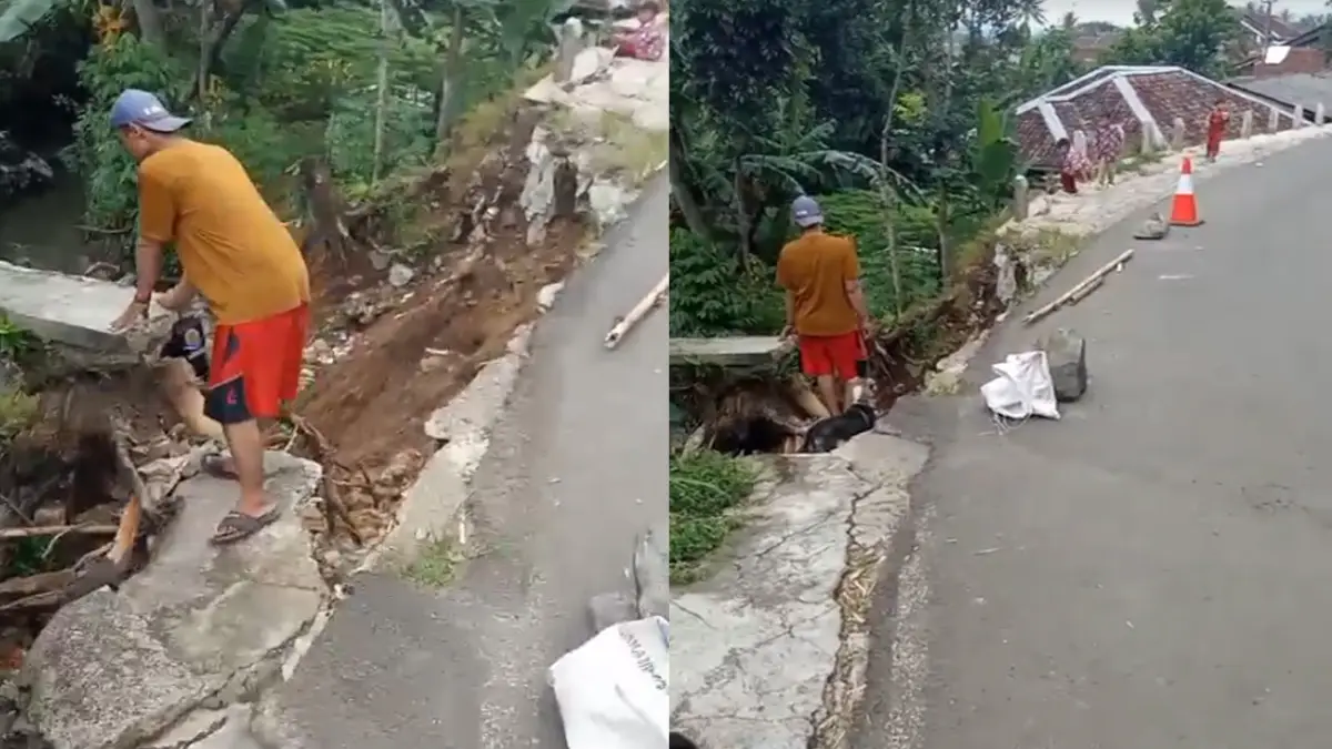 Bahu Jalan di Gunungguruh Longsor, Warga Khawatir Akses Utama Terputus