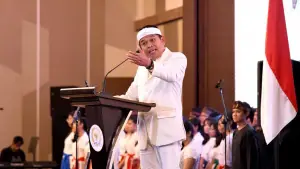Gubernur Jawa Barat Dedi Mulyadi saat memberikan sambutan dalam acara Saresehan Nasional yang digelar MPR RI. (Sumber Foto: Biro Adpim Jabar)