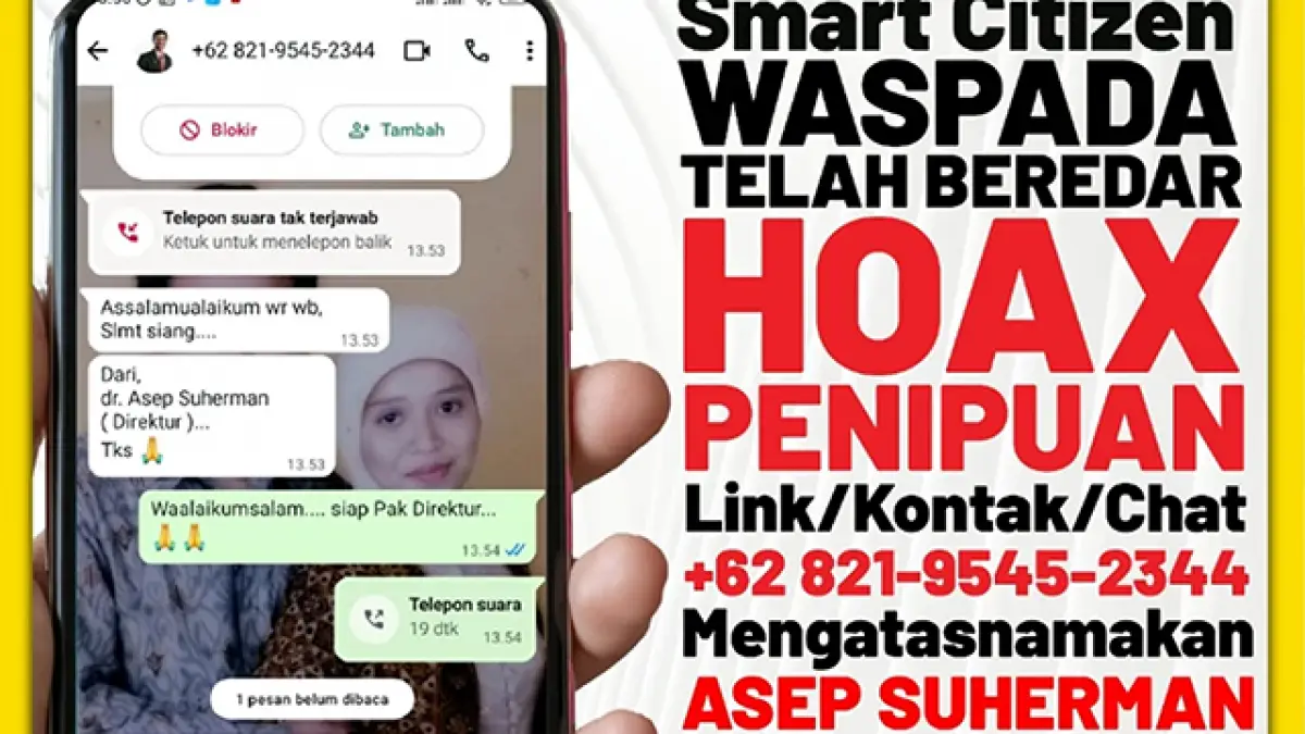 Hoaks! Nomor WhatsApp Mengatasnamakan Direktur RS Sekarwangi Asep Suherman