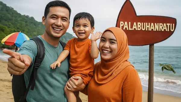 Ilustrasi liburan nataru ke Palabuhanratu (Sumber: edit by copilot)