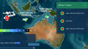 Keberadaan 3 Siklon di wilayah Indonesia, dan terus dipantau oleh BMKG. (Sumber : TWC).