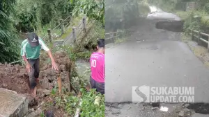Dua jembatan akses warga di Kabupaten Sukabumi yang terdampak bencana hidrometeorologi 2 hari terakhir. (Sumber Foto: Dok. BPBD)