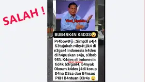 Viral di media sosial, beredar video dengan narasi Presiden Prabowo Subianto ingin menghapus jabatan kepala desa. (Sumber : Facebook).
