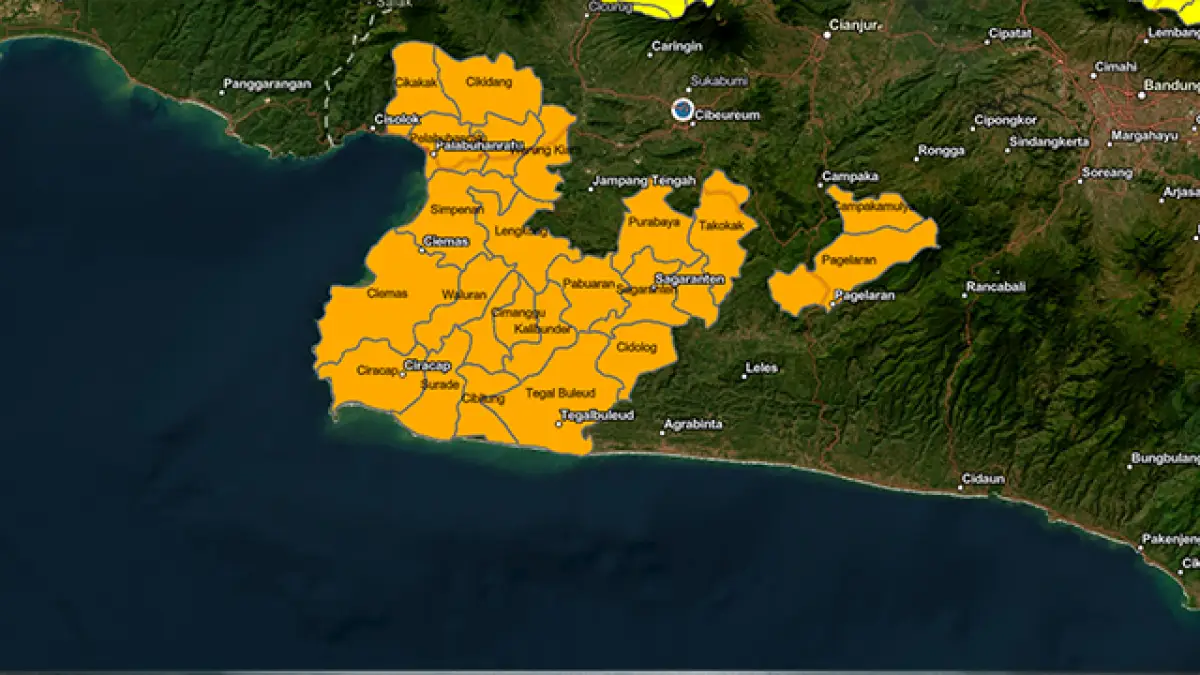 Peringatan Dini Cuaca BMKG untuk Wilayah Sukabumi Rabu 17 Desember 2025