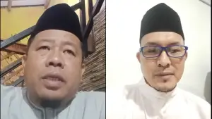 2 Tokoh Agama di Sukabumi, Syihabudin Ma’mun (kiri) dan Moch Endang Sana’ul Ahza (kanan) menyampaikan klarifikasi terkait video klaim dukungan aktivitas wisata di Blok Cangkuang TNGHS. (Sumber Foto: Tangkapan layar video)