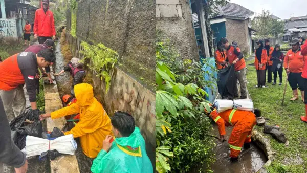 UKMK VTB Nusa Putra University turut ambil bagian dalam kegiatan susur sungai dan irigasi di Kota Sukabumi, Kamis (18/12/2025). (Sumber Foto: Istimewa)