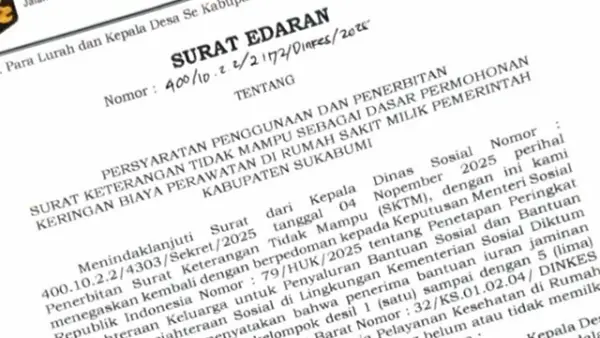 Surat Edaran ditigal Sekretariat Daerah Kabupaten Sukabumi, terkait SKTM. (Sumber : Istimewa.).
