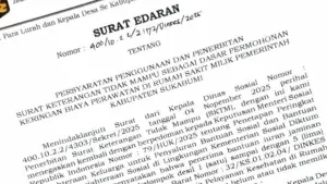 Surat Edaran ditigal Sekretariat Daerah Kabupaten Sukabumi, terkait SKTM. (Sumber : Istimewa.).