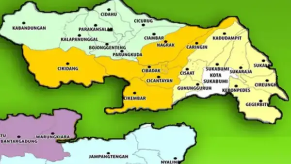 Peta wilayah rencana pemerikan DOB Kabupaten Sukabumi Utara (KSU)
