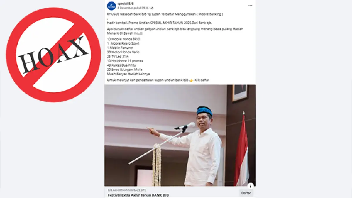 Cek Fakta: Link Undian Spesial Akhir Tahun Bank BJB di Facebook Tidak Benar