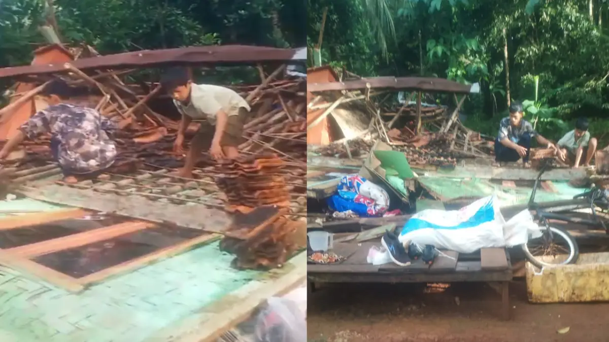 Rumah Panggung Milik Ketua Komite SD Negeri di Ciracap Sukabumi Ambruk