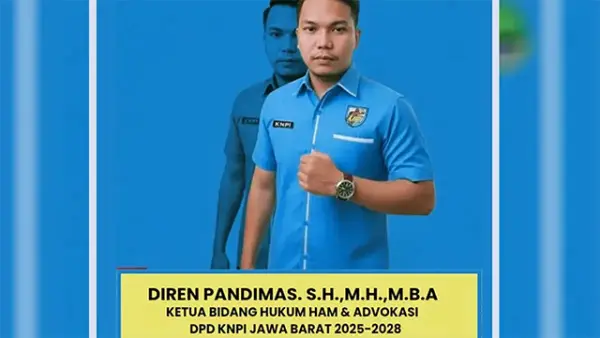 Ketua Bidang Hukum, HAM, dan Advokasi DPD KNPI Jawa Barat, Diren Pandimas. (Sumber : Istimewa.).