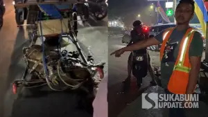 TKP Delman yang terjatuh di Jalan Siliwangi, Cikole, Kota Sukabumi usai dikejar 4 motor. (Sumber: SU/Turangga Anom)