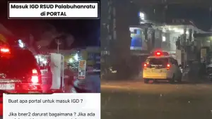Video tangkapan layar gate parkir RSUD Palabuhanratu macet dan menghambat pasien darurat. (Sumber: Video tangkapan layar warga)