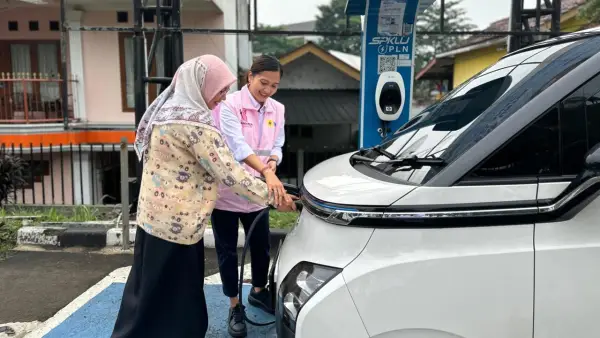 Stasiun Pengisian Kendaraan Listrik Umum (SPKLU) di PLN Unit Pelaksana Pelayanan Pelanggan (UP3) Sukabumi. (Sumber: Istimewa)