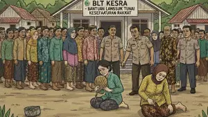 Ilustrasi penyaluran BLT Kesra di Kantor Pos Cibadak, Sukabumi. (Sumber: Ilustrasi AI)
