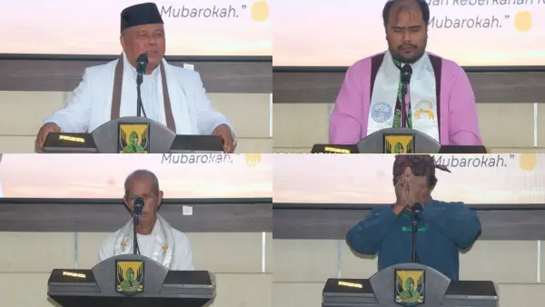 Suasana doa lintas agama jelang pergantian tahun baru 2026 yang digelar Pemkab Sukabumi di Aula Setda, Palabuhanratu, Rabu (31/12/2025). (Sumber Foto: Prokompim Pemkab Sukabumi)