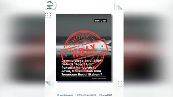 Informasi soal garis badai di malam tahun baru 2026 menurut BMKG adalah HOAX (Sumber: BMKG)