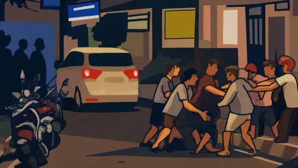 Ilustrasi penganiayaan dan pembacokan 4 remaja di dekat Balai Kota Sukabumi saat malam tahun baru (Sumber: warganet)