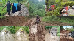 Potret beberapa infrastruktur jalan yang rusak berat di pedesaan Sukabumi. (Sumber: Istimewa)