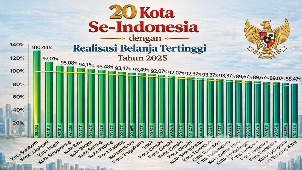 Juara! Kota Sukabumi Tertinggi Nasional Realisasi Belanja APBD 2025