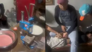 Videt tangkapan layar aksi penggerebekan pabrik ekstasi di Kota Sukabumi. (Sumber: Tangkapan layar video amatir)