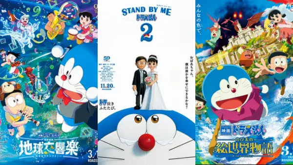 Poster Doraemon The Movie, Doraemon: Nobita’s Art World Tales, Stand By Me Doraemon 2, Doraemon: Nobita’s Earth Symphony (Sumber : Wikipedia)