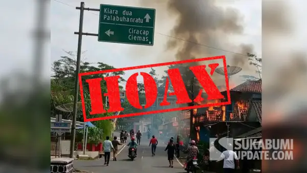 Hoax foto kebakaran rumah di pertigaan jalan Waluran, Kabupaten Sukabumi. (Sumber: Istimewa)