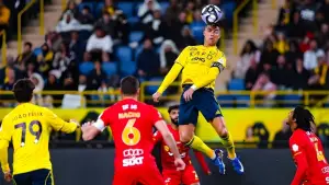 Aksi Cristiano Ronaldo saat menghadapi Al Qadisiyah di ajang Saudi Pro League (Sumber: Instagram/@alnassr)