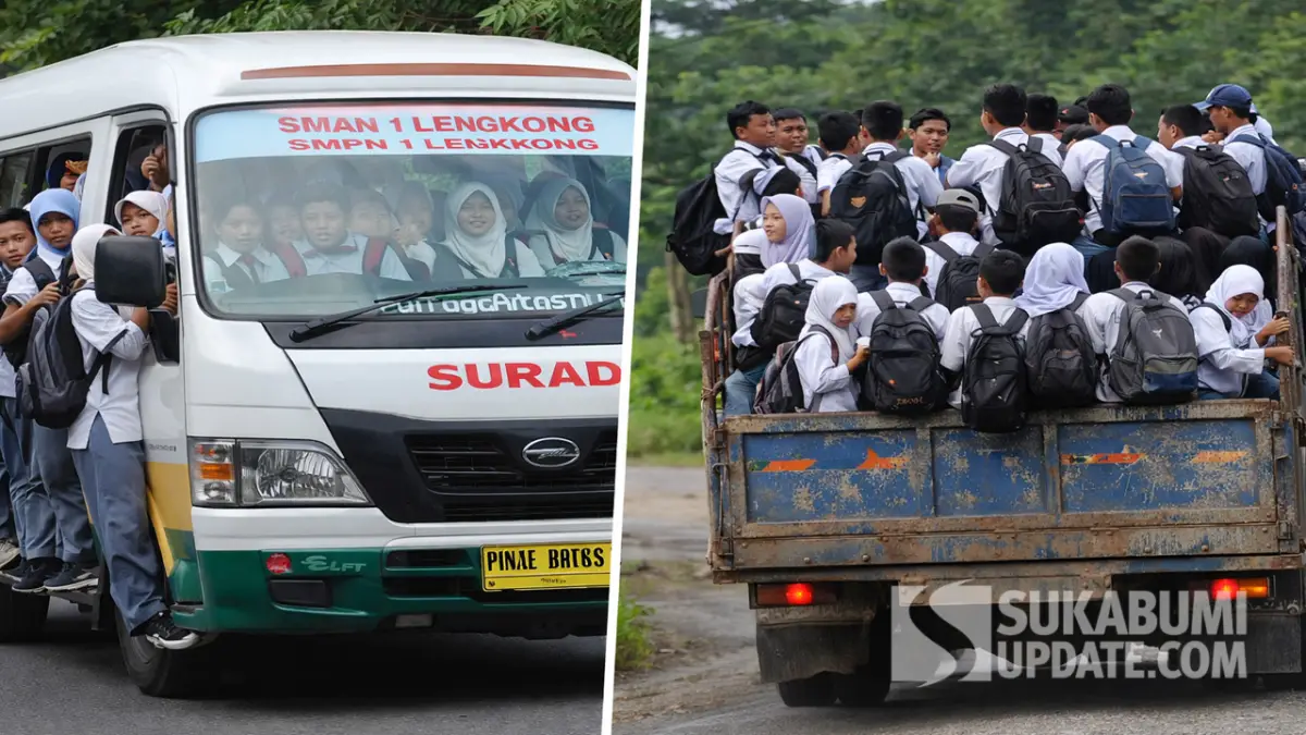 Minim Transportasi, Puluhan Tahun Siswa di Lengkong Sukabumi Naik Elf dan Truk ke Sekolah