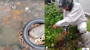 Pipa air bersih perumdam TJM Sukabumi bocir di Karanghawu | Foto : Dok. Perumdam TJM