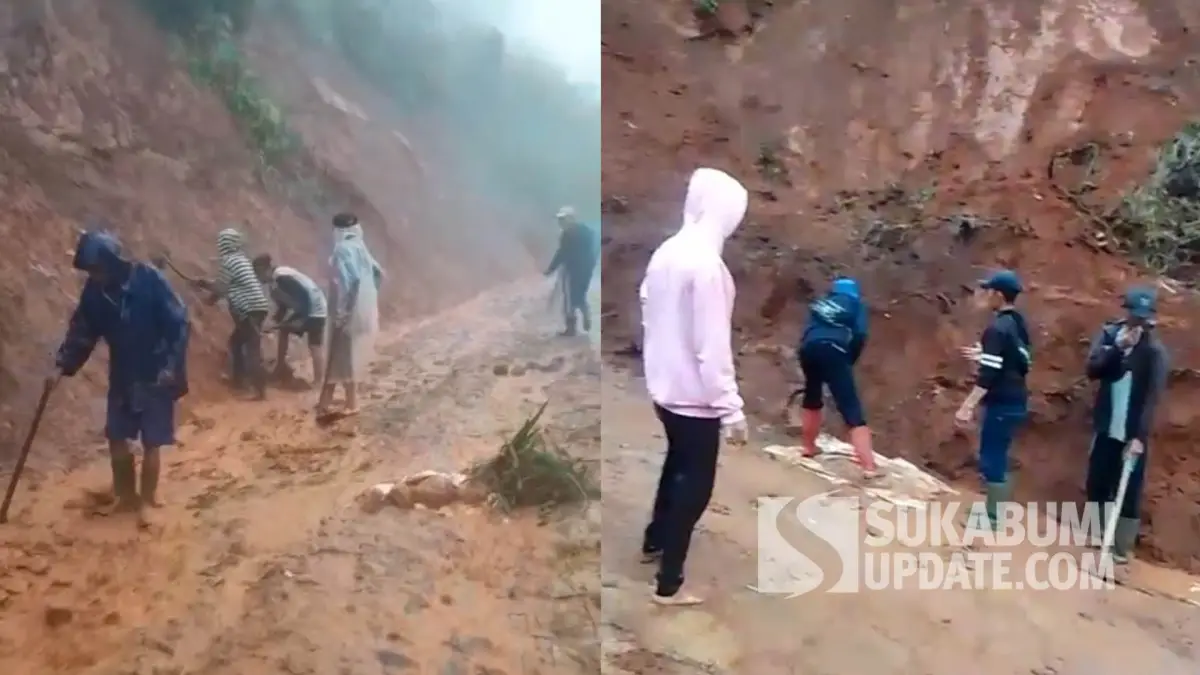 4 Hari Jalan Alternatif Nyalindung–Purabaya Tertutup Longsor, Warga Turun Tangan