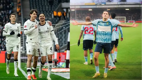 Selebrasi Justin Hubner dan Kevin Diks setelah mencetak gol (Sumber: Instagram/@fortuna.sittard & @borussia)