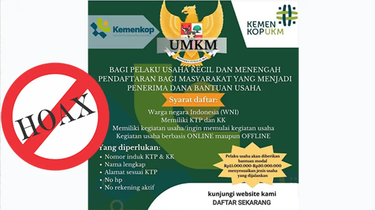 CEK FAKTA: Link Pencairan BLT UMKM 2026 Rp50 Juta dari Kemenkop UKM Itu Hoaks