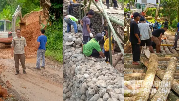 Dinas PU melalui UPTD Jampangtengah dan Alat Berat lakukan perbaikan akses warga terdampak bencana di Nyalindung (Sumber: dok dpu)