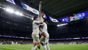 Selebrasi Jude Bellingham sesaat setelah mencetak gol ke gawang Juventus di Liga Champions (Sumber: web/realmadrid.com)