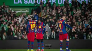 Selebrasi Rafinha setelah mencetak gol ke gawang Racing Santander di Copa del Rey (Sumber: web/fcbarcelona.com)