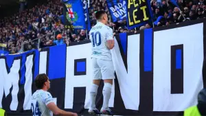 Selebrasi Lautaro Martinez setelah cetak gol ke gawang Udinese (Sumber: web/inter.it)