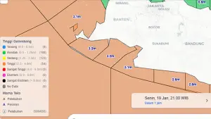 Informasi gelombang tinggi di pesisir Sukabumi. (Sumber : BMKG).