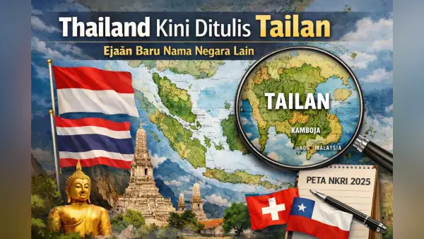 Thailand kini ditulis Tailan, berikut daftar ejaan nama negara yang diubah dalam Bahasa Indonesia. (Sumber Foto: AI)