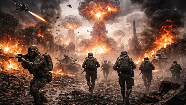 Ilustrasi Perang Dunia Ke-3. (Sumber : AI/ChatGPT).