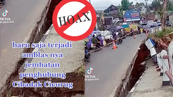 Kabar Jembatan Pamuruyan amblas viral di Grup WhatsApp (Sumber : TikTok).