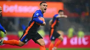 Selebrasi Lautaro Martinez setelah berhasil mencetak gol ke gawang Pisa di ajang Serie A (Sumber: web/inter.it)