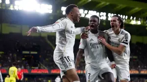 Selebrasi Kylian Mbappe saat mencetak gol ke gawang Villareal (Sumber: web/realmadrid.com)