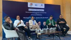 Suasana diskusi Serasehan 01 Seri Asta Cita bertajuk "Ideologi Pancasila: Antara Cita dan Nyata" di Kampus Universitas Paramadina, Selasa (27/1/2026). (Sumber Foto: Istimewa)
