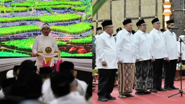 Gubernur Jawa Barat Dedi Mulyadi (KDM) saat memberikan sambutan dalam acara pelantikan pengurus baru MUI Jabar. (Sumber Foto: Biro Adpim Jabar)