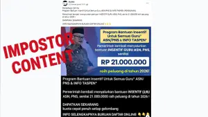Beredar unggahan di media sosial yang membagikan tautan bantuan insentif bagi guru. (Sumber : Facebook)