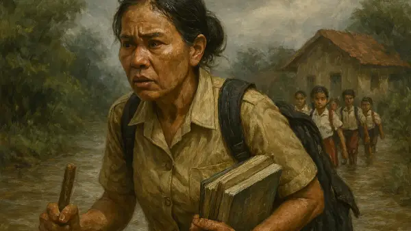 Ilustrasi AI; perjuangan  guru PPPK paruh waktu (Sumber: copilot)