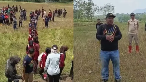 Ketua DPRD Sukabumi, Budi Azhar saat meninjau lokasi rencana pembangunan alun-alun Sagaranten. (Sumber: Istimewa)